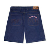 CASH ONLY // LOGO DENIM SHORTS // RAW INDIGO